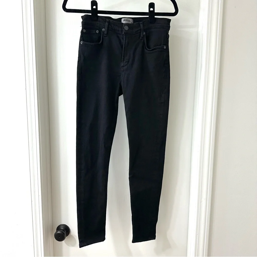 Agolde Sophie Low Rise Black Skinny Jeans, Size 27